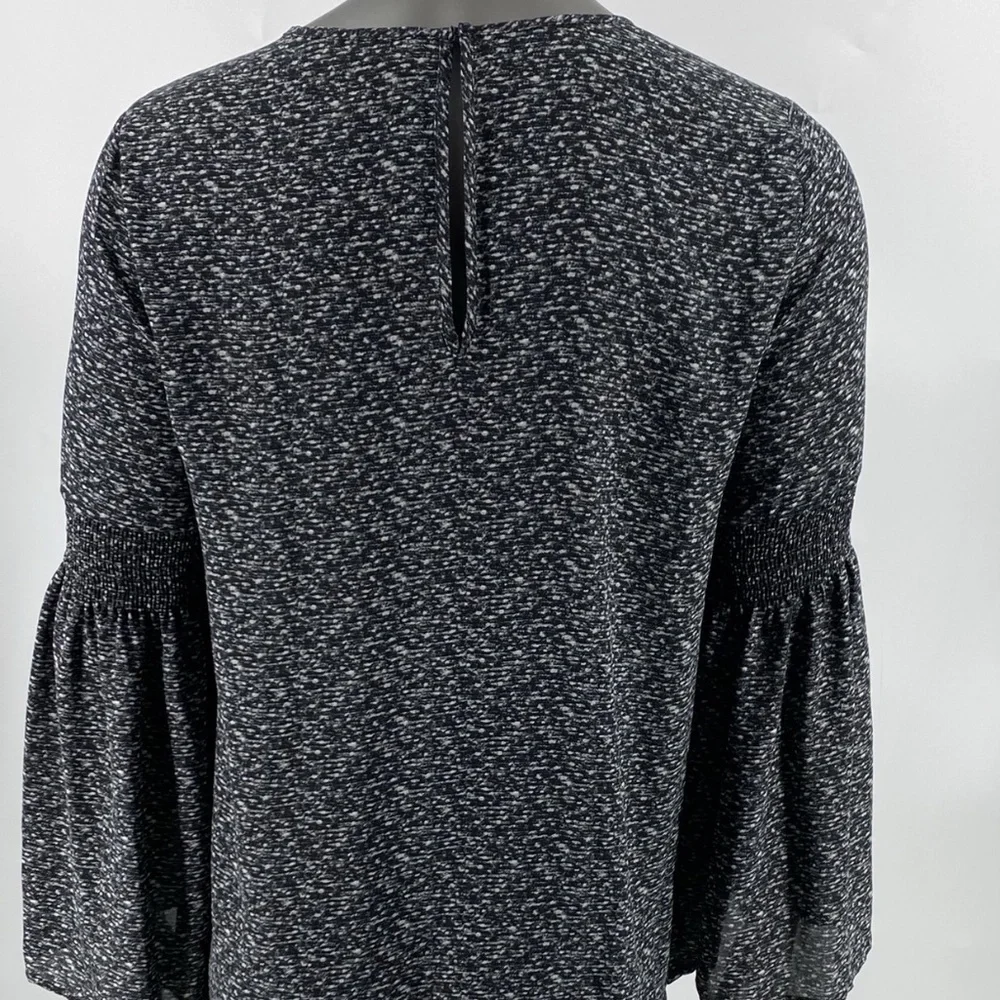 Michael‎ Kors Bell Sleeve Keyhole Neck Cut Out Black Blouse Size S